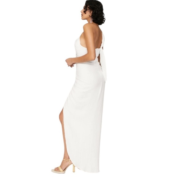 Just BEE Queen Harlow Dress White Cutout One Shoulder Maxi Size M - Picture 3 of 16